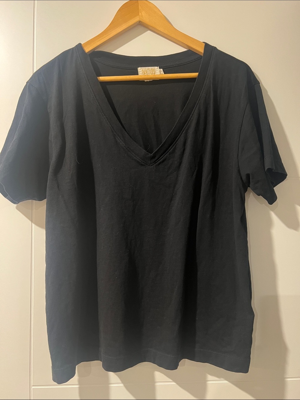 Nation Black Organic Pima Cotton V-neck Tee